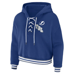 Tampa Bay Lightning WEAR by Erin Andrews Women's Lace-Up Pullover Hoodie - Blue Hoodies