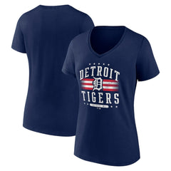 Detroit Tigers Women's Americana Team V-Neck T-Shirt Navy