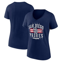 San Diego Padres Women's Americana Team V-Neck T-Shirt Navy