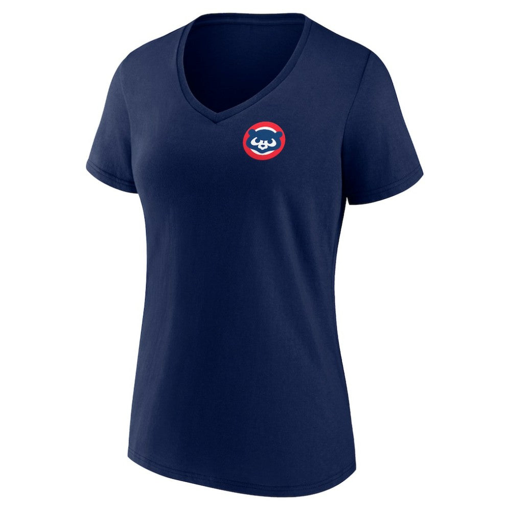 Chicago Cubs Women's Hometown Collection Wrigley V-Neck T-Shirt Navy
