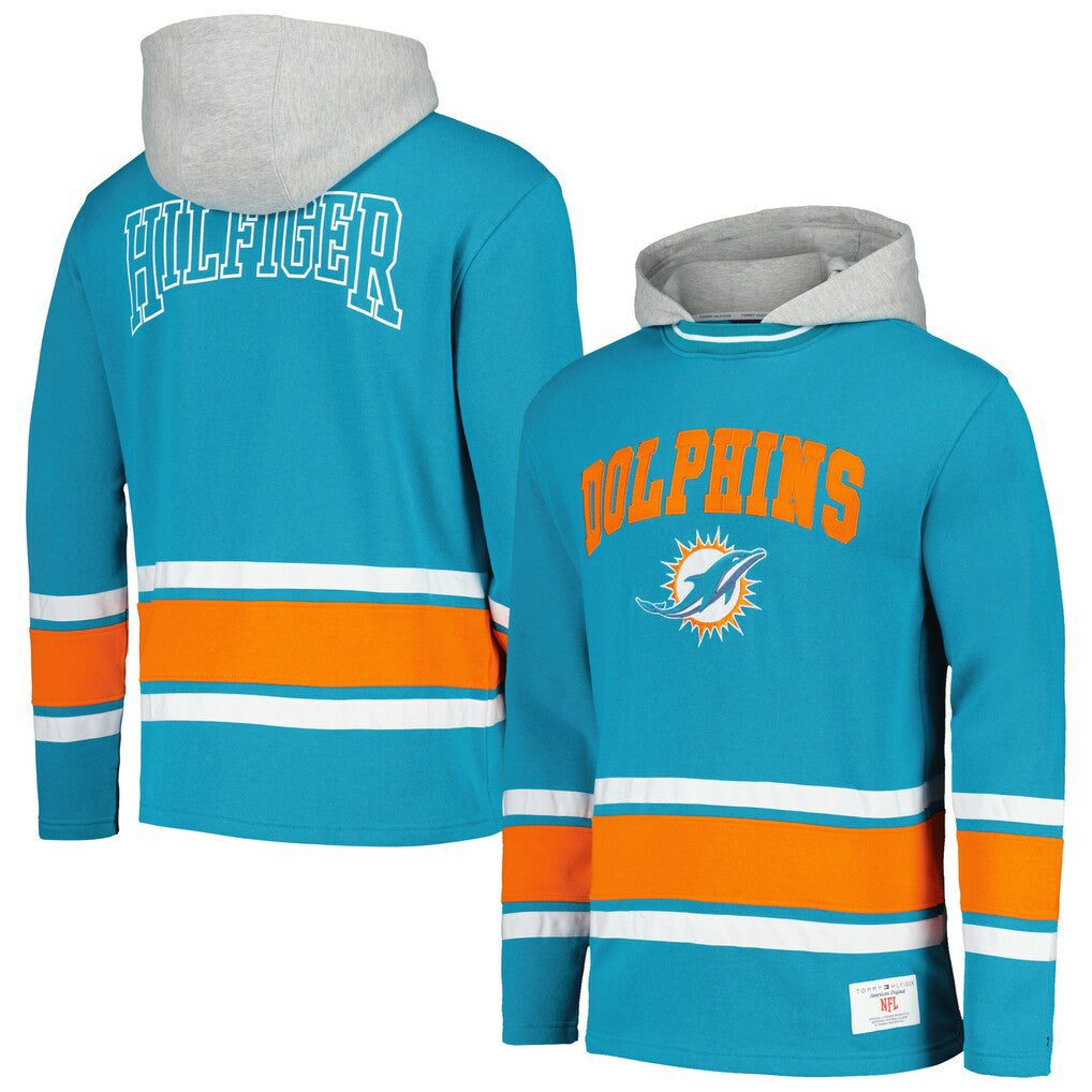 Miami Dolphins Tommy Hilfiger Ivan Fashion Pullover Hoodie - Aqua outlet