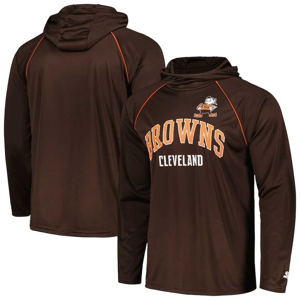 Cleveland Browns Starter Gridiron Classics Throwback Raglan Long Sleeve Hooded T-Shirt - Brown online