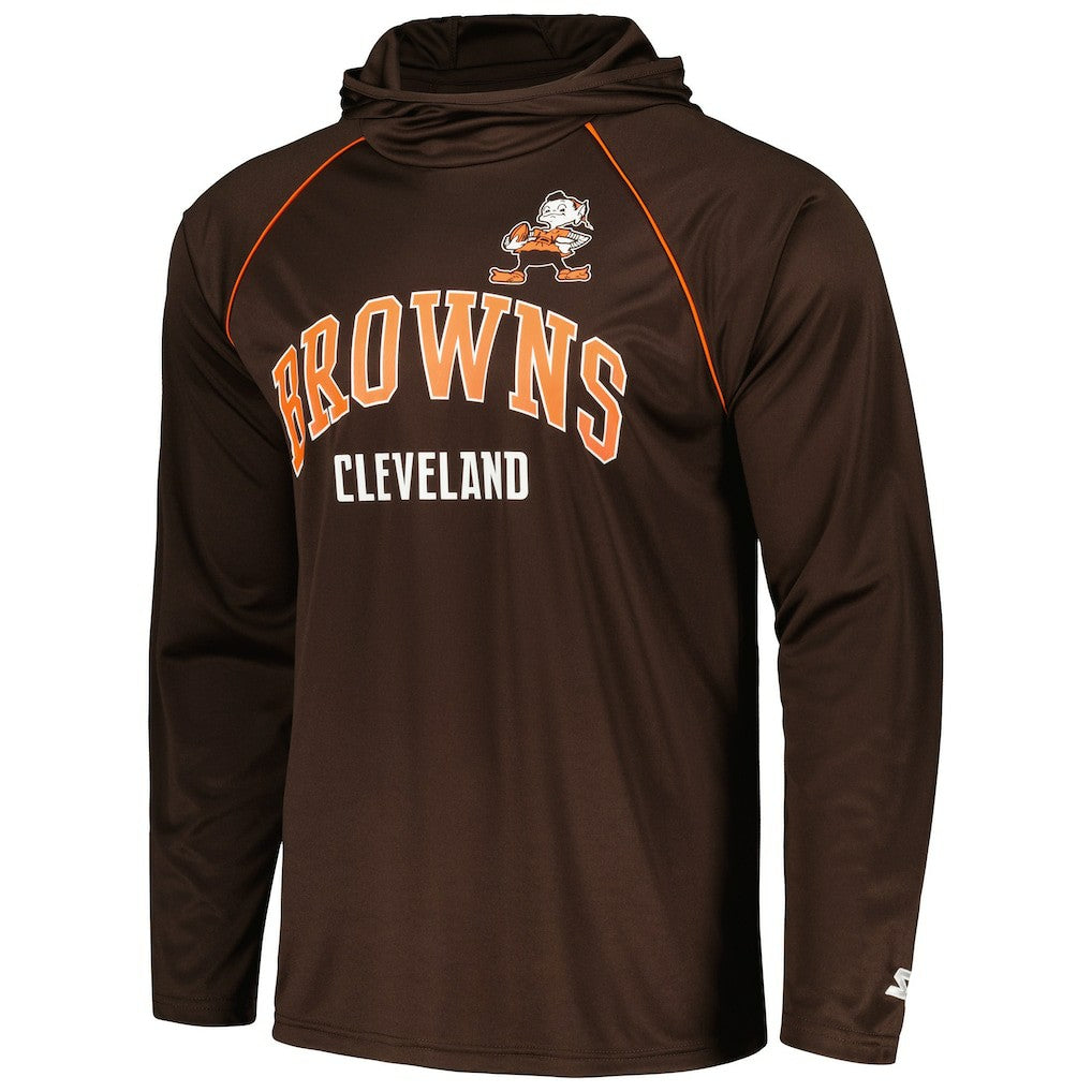 Cleveland Browns Starter Gridiron Classics Throwback Raglan Long Sleeve Hooded T-Shirt - Brown online