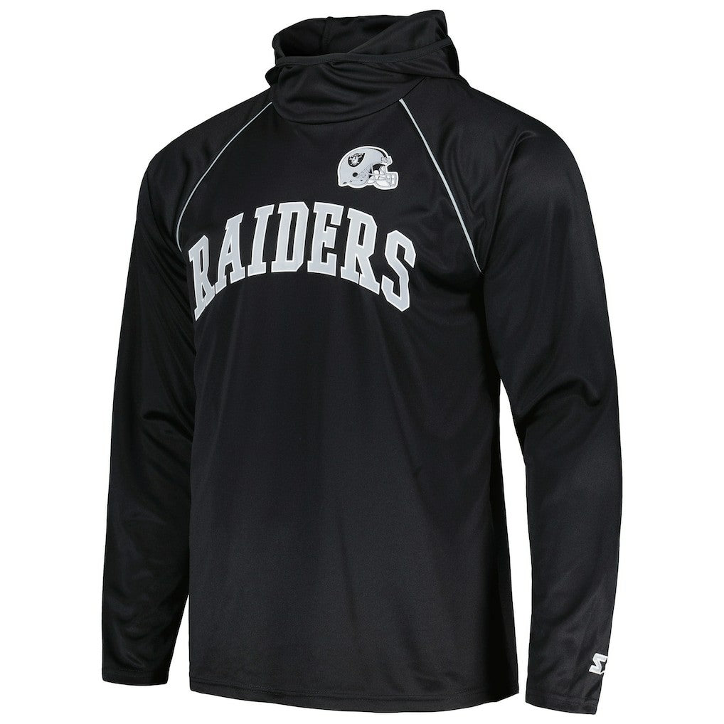 Las Vegas Raiders Starter Gridiron Classics Throwback Raglan Long Sleeve Hooded T-Shirt - Black discount