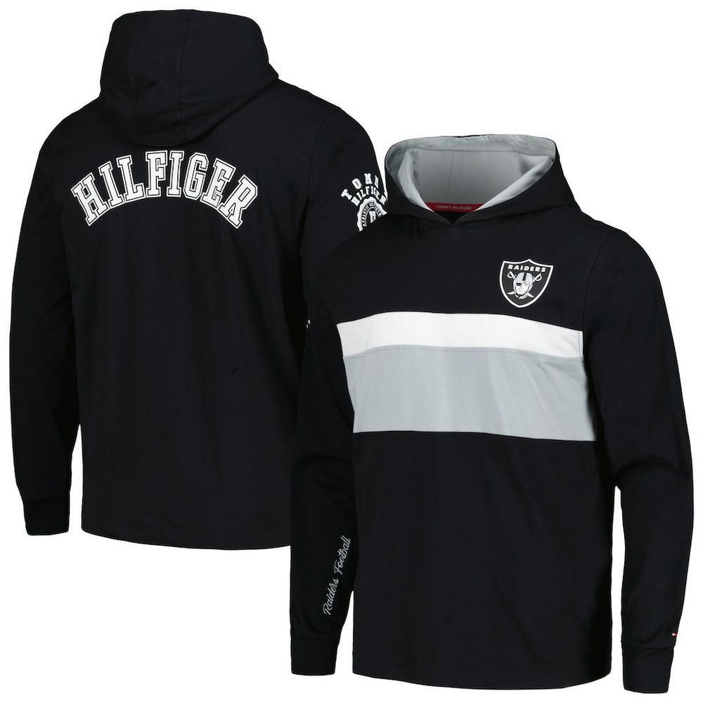 Las Vegas Raiders Tommy Hilfiger Morgan Long Sleeve Hoodie T-Shirt - Black sale