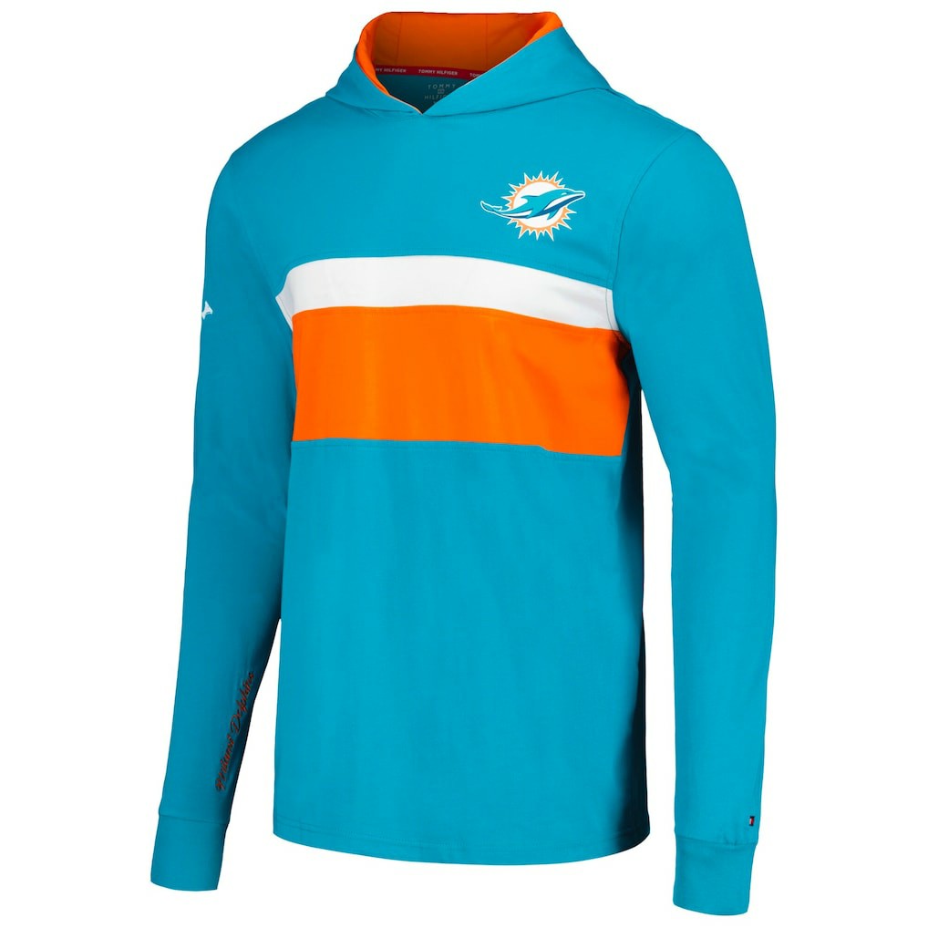 Miami Dolphins Tommy Hilfiger Morgan Long Sleeve Hoodie T-Shirt - Aqua sale