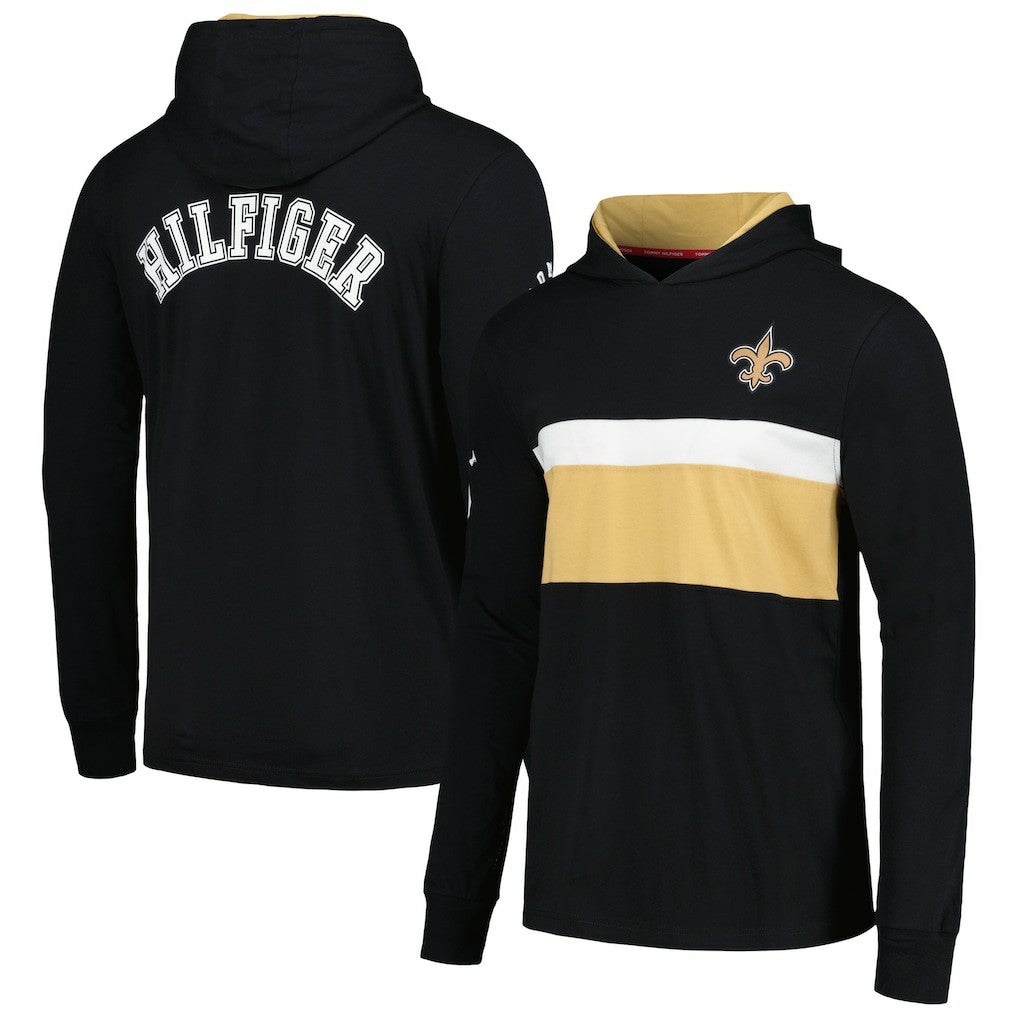 New Orleans Saints Tommy Hilfiger Morgan Long Sleeve Hoodie T-Shirt - Black cheap