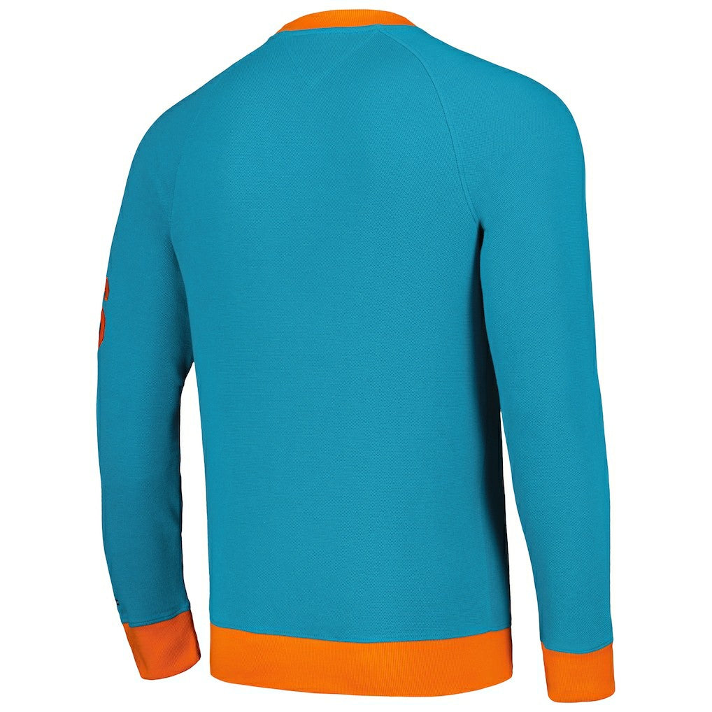 Miami Dolphins Tommy Hilfiger Reese Raglan Tri-Blend Pullover Sweatshirt - Aqua outlet