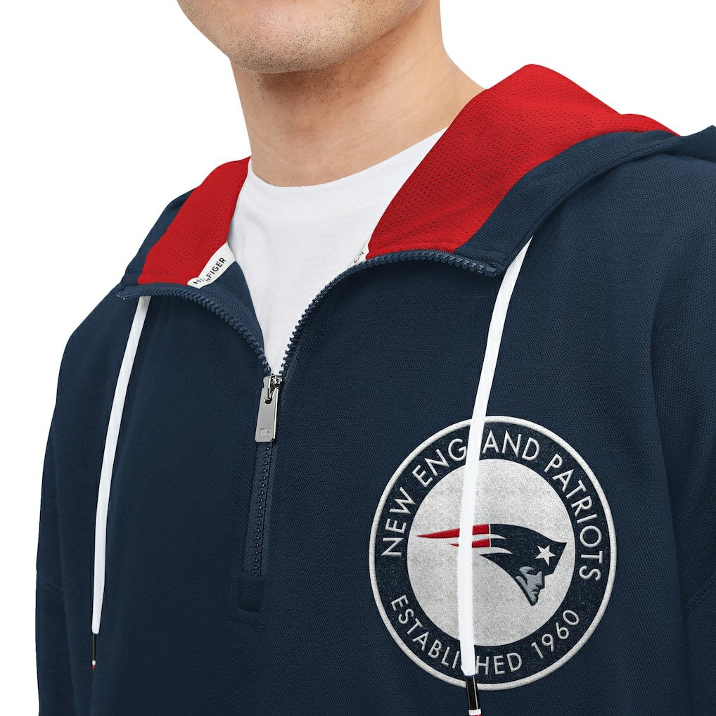New England Patriots Tommy Hilfiger Aaron Quarter-Zip Hoodie - Navy sale