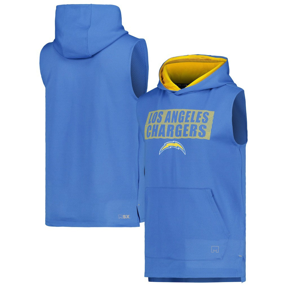 Los Angeles Chargers MSX by Michael Strahan Marathon Sleeveless Pullover Hoodie - Powder Blue for sale
