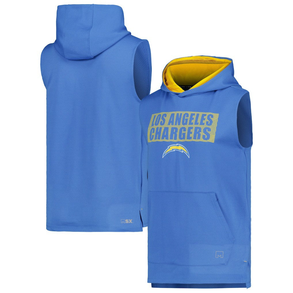 Los Angeles Chargers MSX by Michael Strahan Marathon Sleeveless Pullover Hoodie - Powder Blue for sale