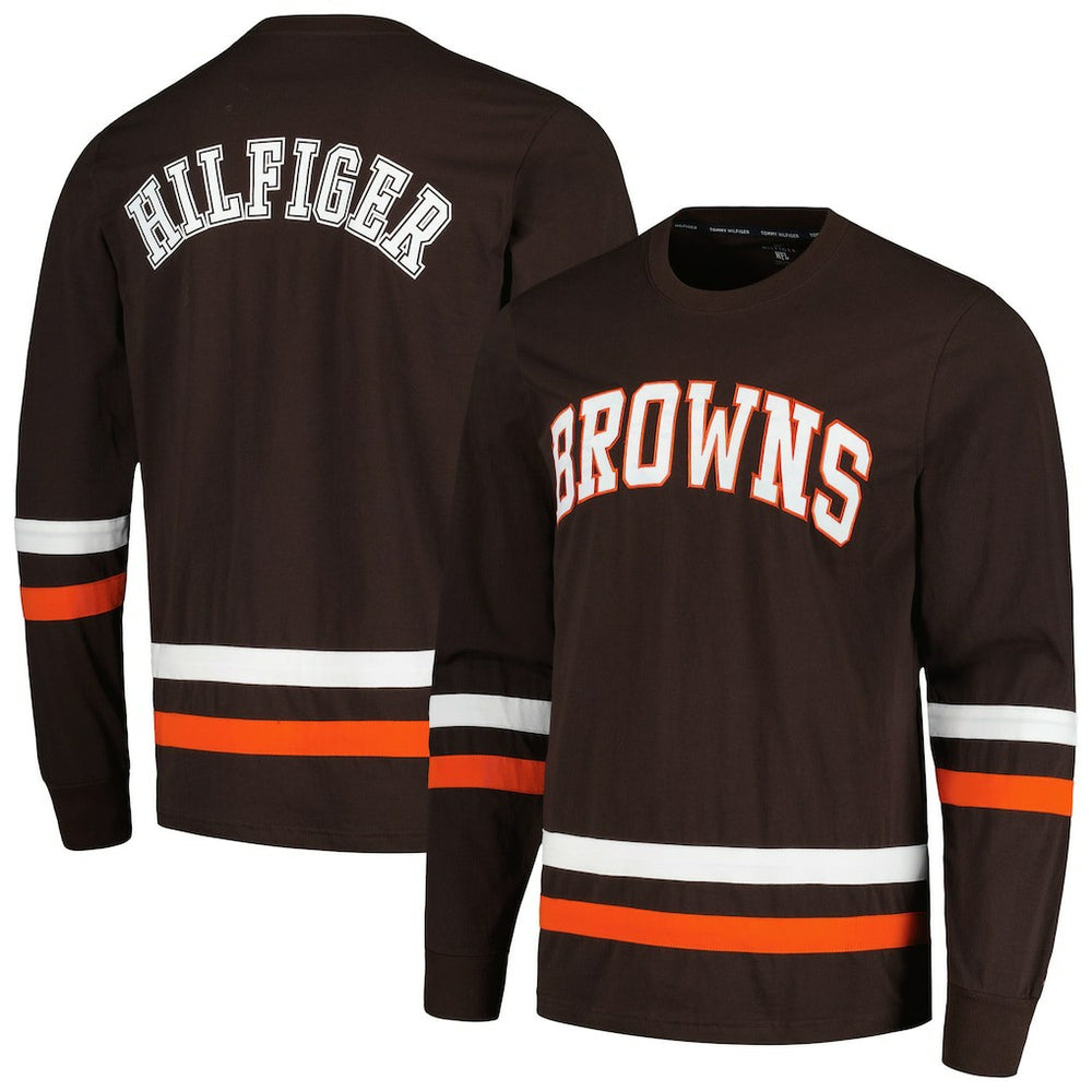 Cleveland Browns Tommy Hilfiger Nolan Long Sleeve T-Shirt - Brown/Orange cheap
