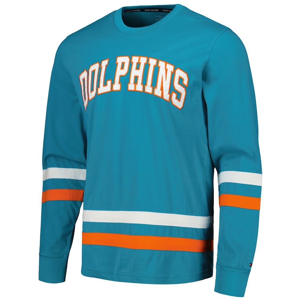 Miami Dolphins Tommy Hilfiger Nolan Long Sleeve T-Shirt - Aqua/Orange discount