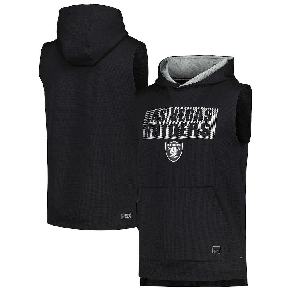 Las Vegas Raiders MSX by Michael Strahan Marathon Sleeveless Pullover Hoodie - Black cheap