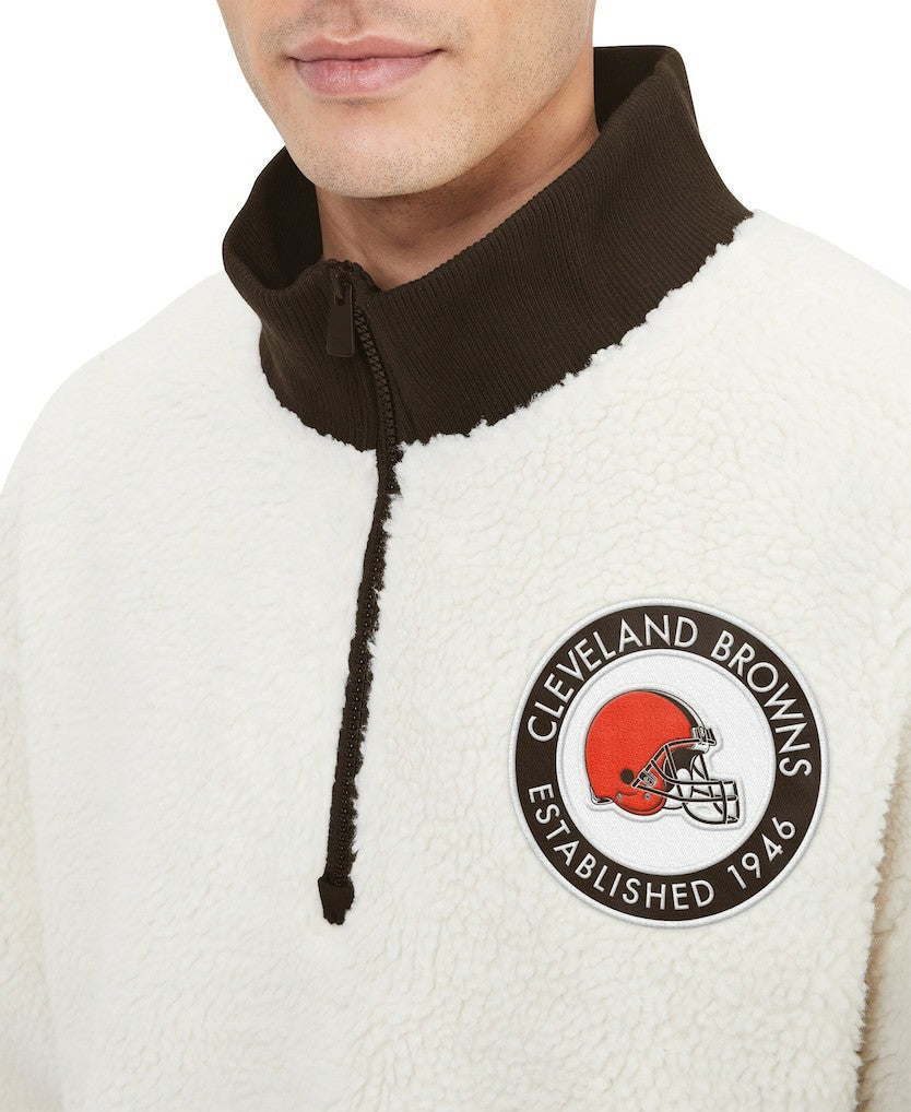 Cleveland Browns Tommy Hilfiger Jordan Sherpa Quarter-Zip Sweatshirt - Cream online