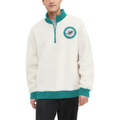 Miami Dolphins Tommy Hilfiger Jordan Sherpa Quarter-Zip Sweatshirt - Cream for sale