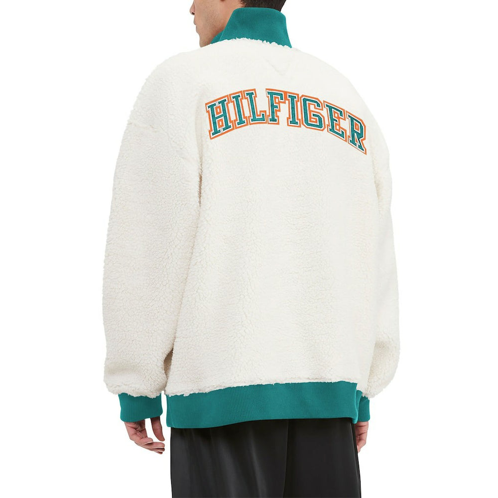 Miami Dolphins Tommy Hilfiger Jordan Sherpa Quarter-Zip Sweatshirt - Cream for sale