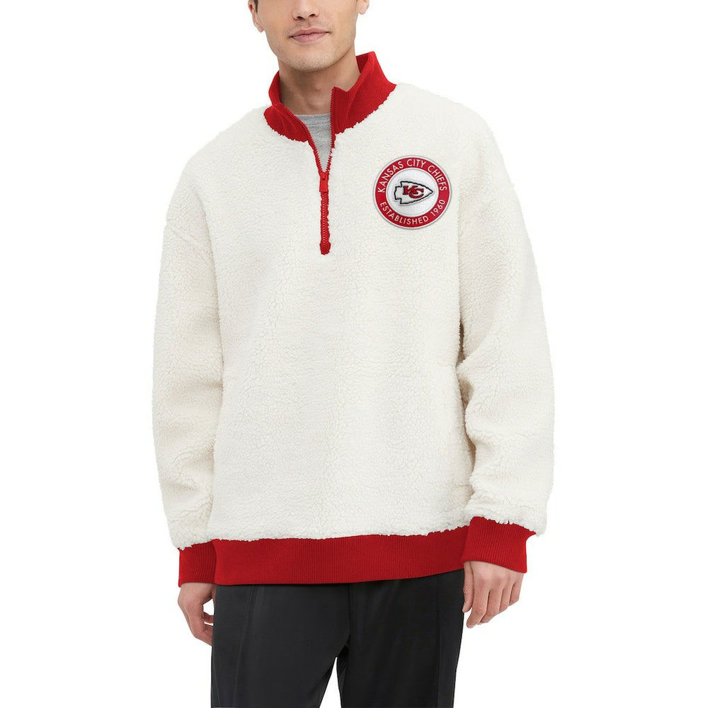 Kansas City Chiefs Tommy Hilfiger Jordan Sherpa Quarter-Zip Sweatshirt - Cream outlet