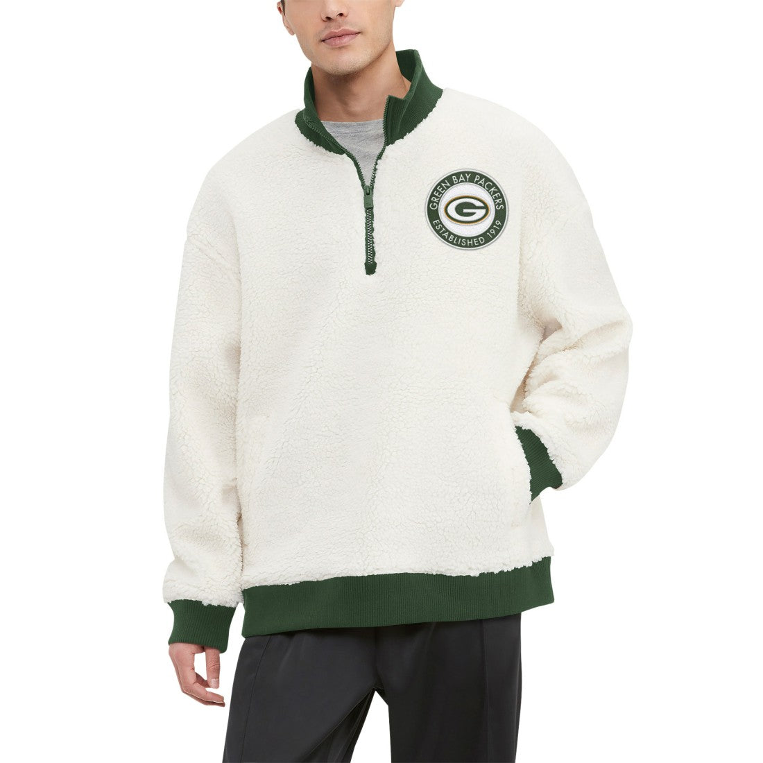 Green Bay Packers Tommy Hilfiger Jordan Sherpa Quarter-Zip Sweatshirt - Cream discount
