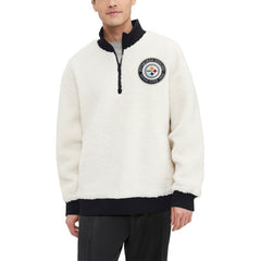 Pittsburgh Steelers Tommy Hilfiger Jordan Sherpa Quarter-Zip Sweatshirt - Cream outlet