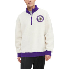 Minnesota Vikings Tommy Hilfiger Jordan Sherpa Quarter-Zip Sweatshirt - Cream sale