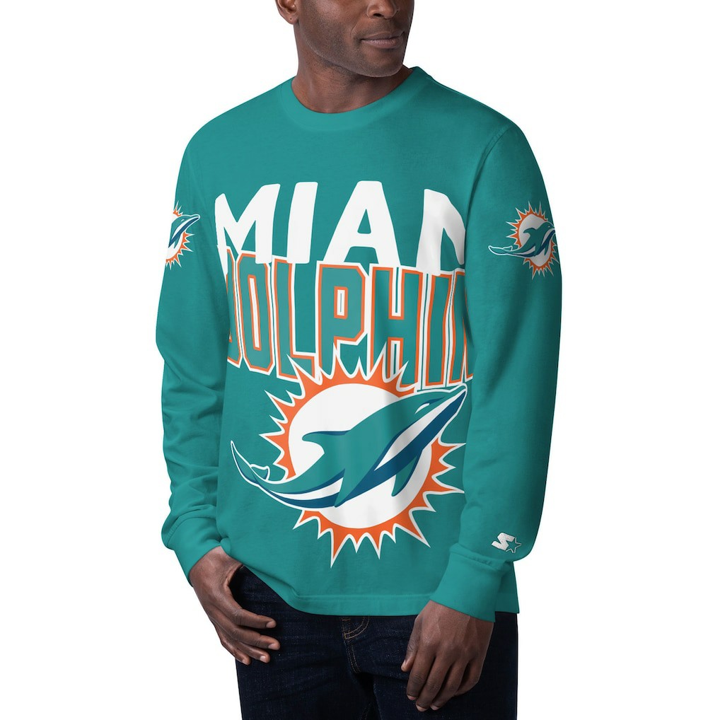 Miami Dolphins Starter Clutch Hit Long Sleeve T-Shirt - Aqua discount