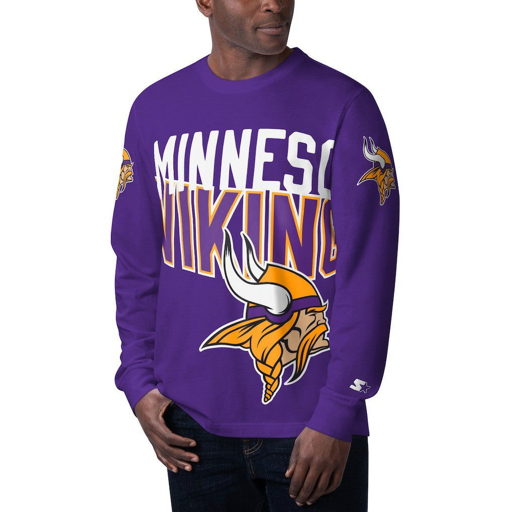 Minnesota Vikings Starter Clutch Hit Long Sleeve T-Shirt - Purple on sale