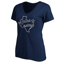 Dallas Cowboys Women's Script V-Neck T-Shirt - Navy discount