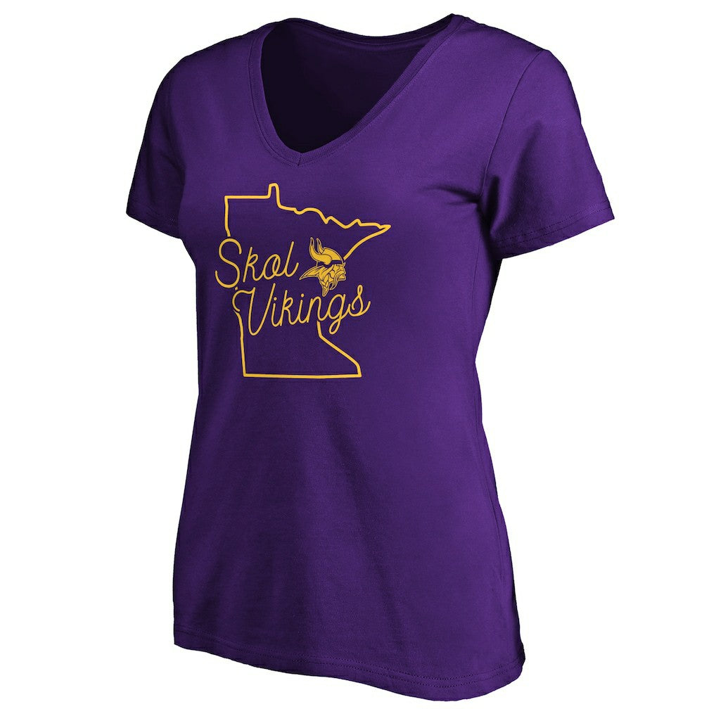 Minnesota Vikings Women's Script V-Neck T-Shirt - Purple cheap