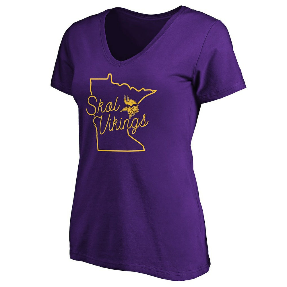 Minnesota Vikings Women's Script V-Neck T-Shirt - Purple cheap