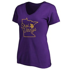 Minnesota Vikings Women's Script V-Neck T-Shirt - Purple cheap