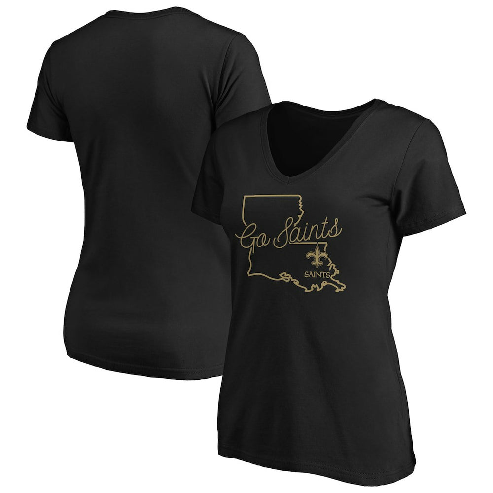 New Orleans Saints Women's Script V-Neck T-Shirt - Black discount