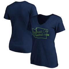 Seattle Seahawks Women's Script V-Neck T-Shirt - College Navy discount