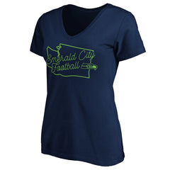 Seattle Seahawks Women's Script V-Neck T-Shirt - College Navy discount