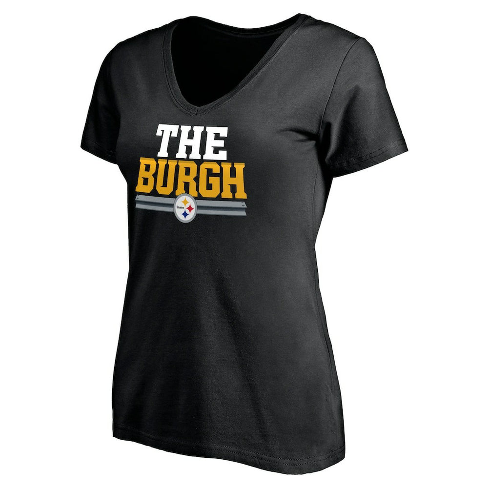 Pittsburgh Steelers Women's Hometown Collection The Burgh V-Neck T-Shirt - Black cheap