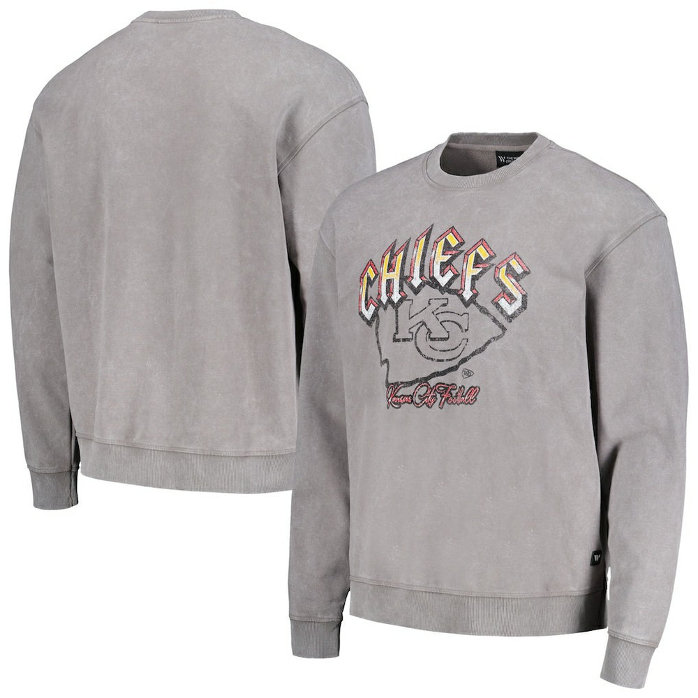 Kansas City Chiefs The Wild Collective Unisex Distressed Pullover Sweatshirt - Gray online