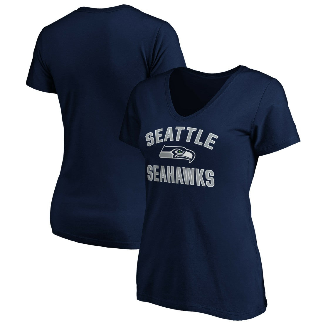 Seattle Seahawks Women's Victory Arch V-Neck T-Shirt - College Navy on sale
