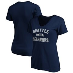 Seattle Seahawks Women's Victory Arch V-Neck T-Shirt - College Navy on sale
