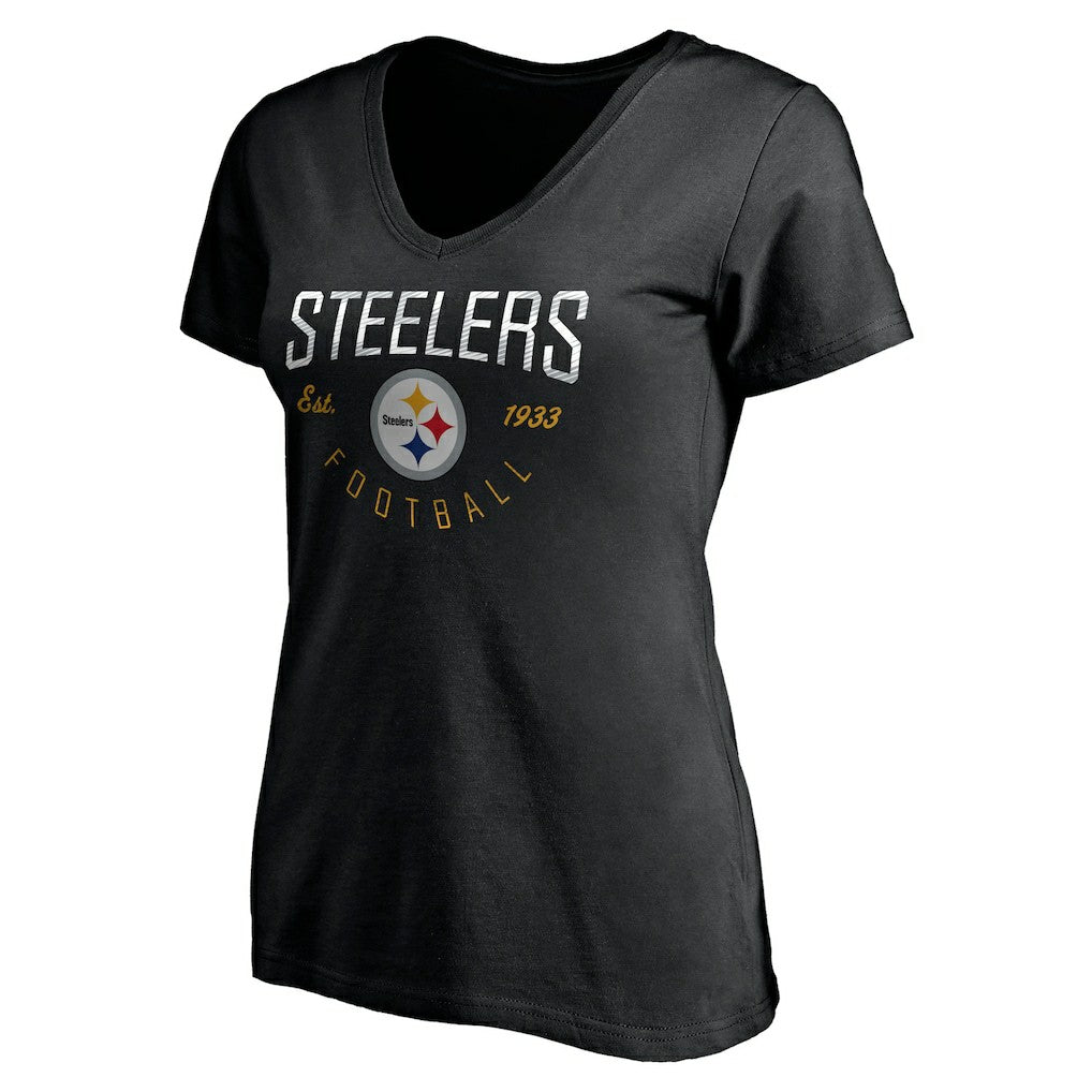 Pittsburgh Steelers Women's Live For It V-Neck T-Shirt - Black for sale