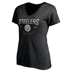 Pittsburgh Steelers Women's Live For It V-Neck T-Shirt - Black for sale