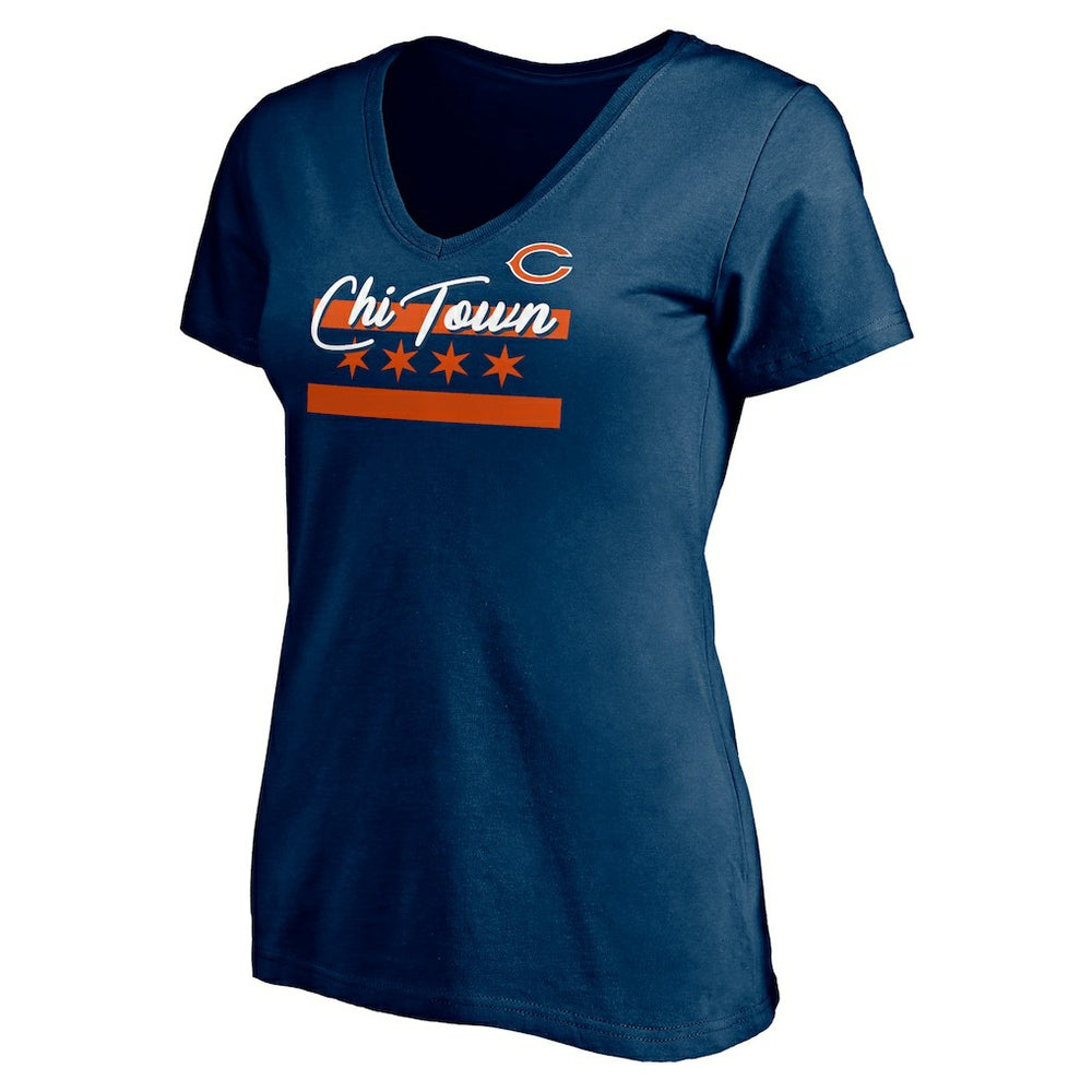 Chicago Bears Women's Hometown Collection Chi Town V-Neck T-Shirt - Navy outlet