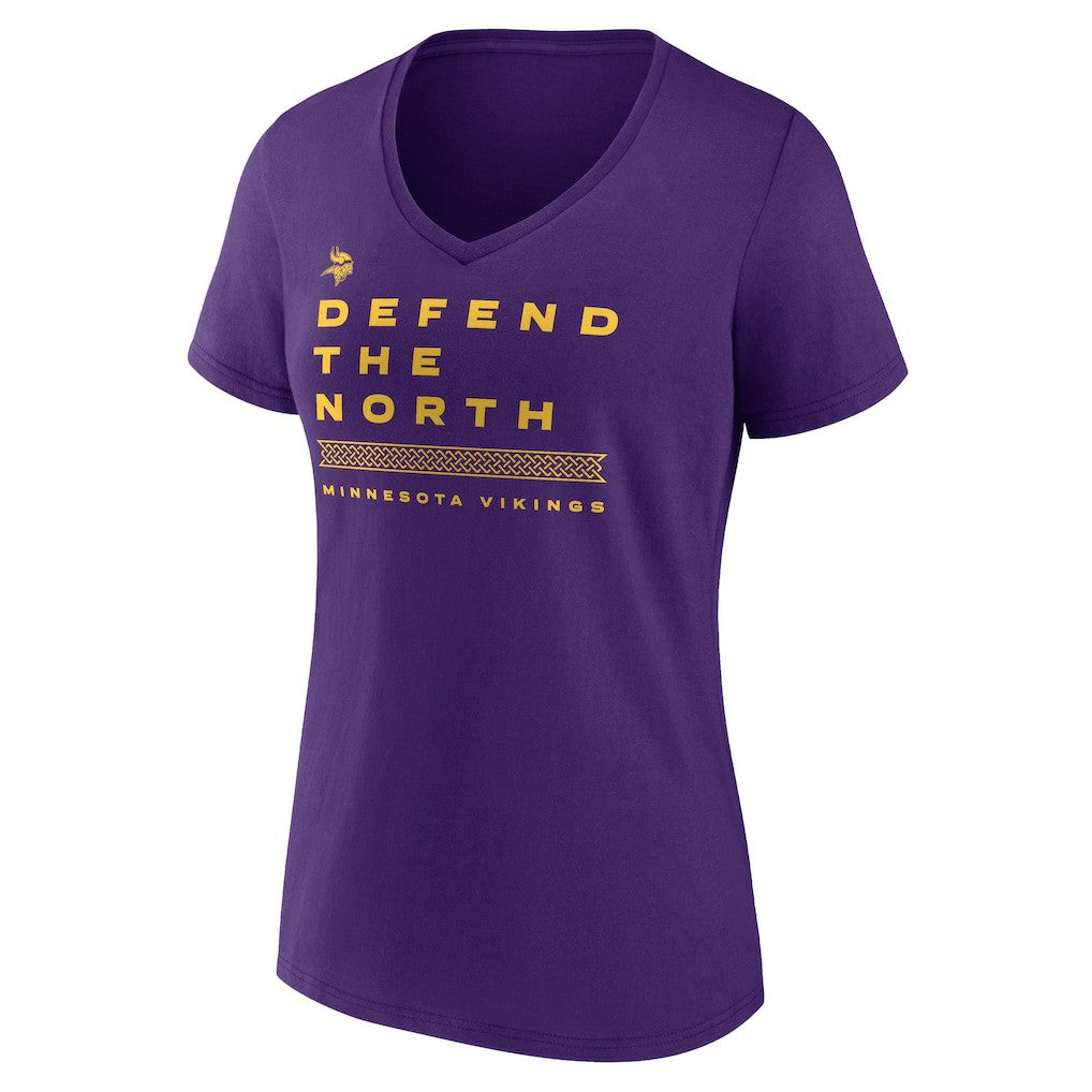 Minnesota Vikings Women's Hometown Collection Defend The North V-Neck T-Shirt - Purple cheap