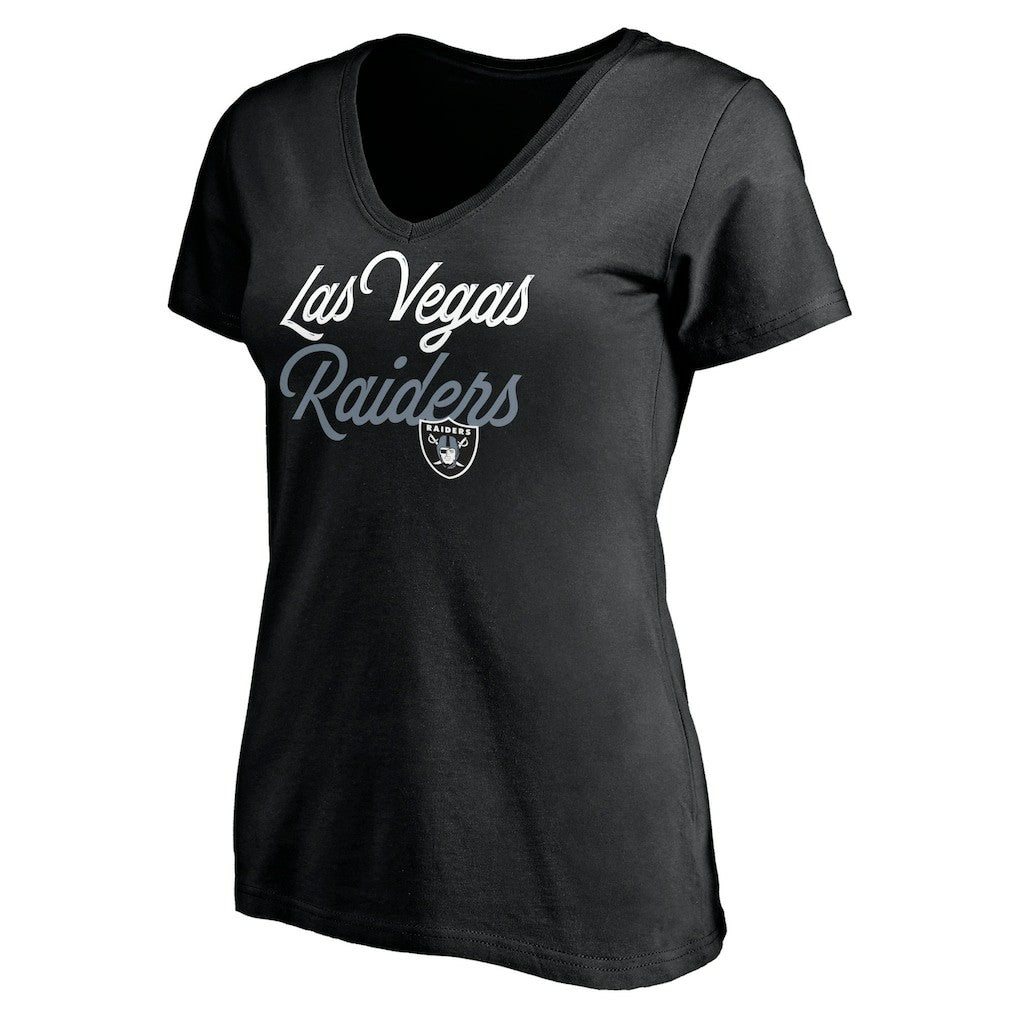 Las Vegas Raiders Women's Long Stride V-Neck T-Shirt - Black on sale