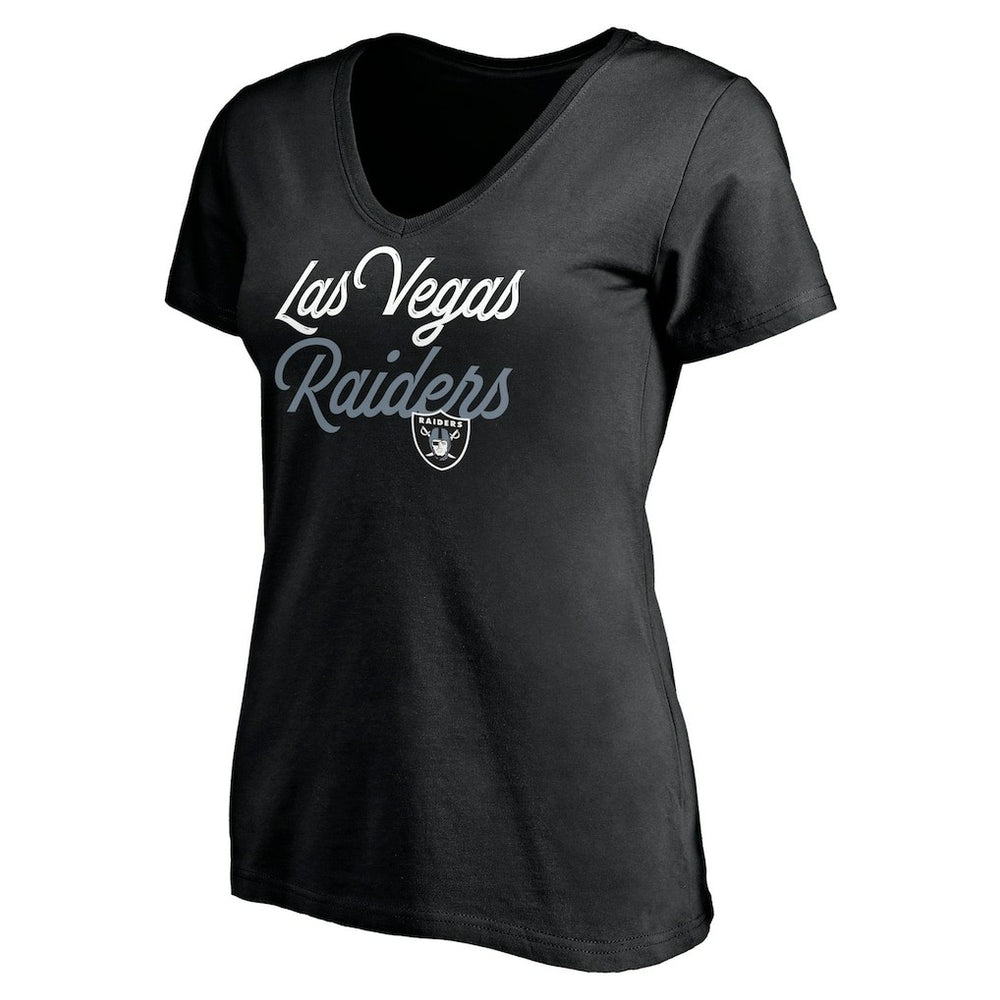 Las Vegas Raiders Women's Long Stride V-Neck T-Shirt - Black on sale
