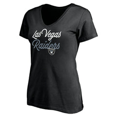 Las Vegas Raiders Women's Long Stride V-Neck T-Shirt - Black on sale