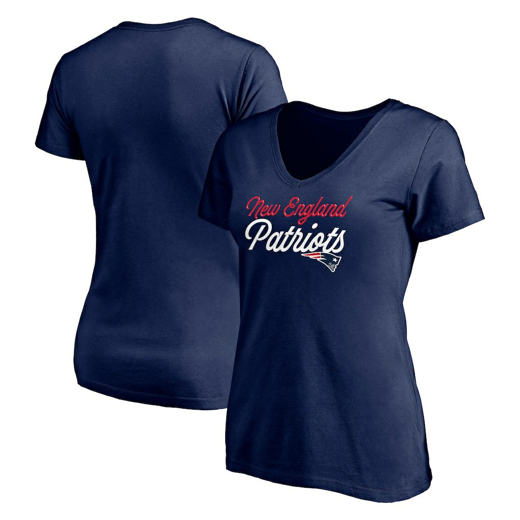 New England Patriots Women's Long Stride V-Neck T-Shirt - Navy for sale