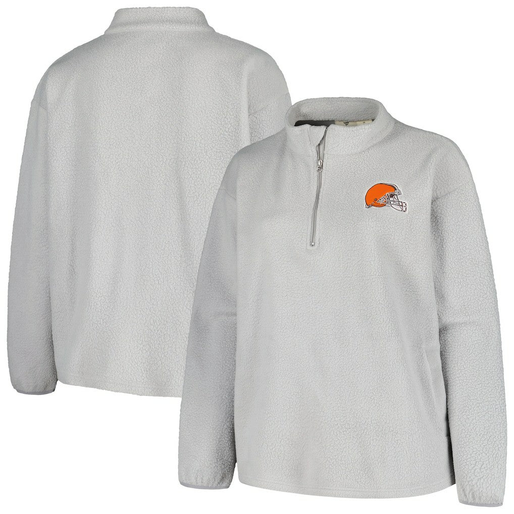 Cleveland Browns Profile Women's Plus Size Sherpa Quarter-Zip Jacket - Gray online