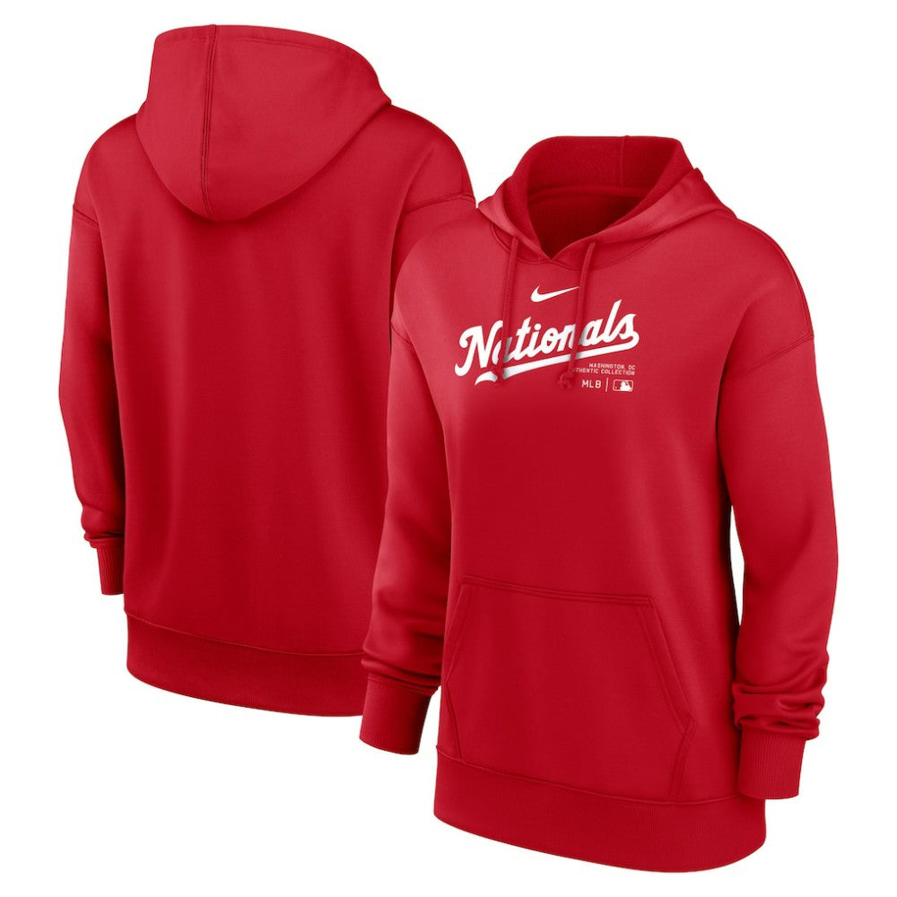 Washington Nationals Women's Authentic Collection Performance Pullover Hoodie Red