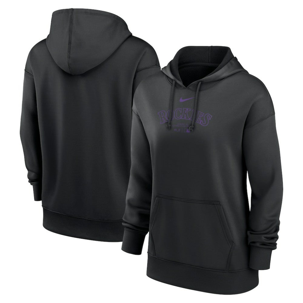 Colorado Rockies Women's Authentic Collection Performance Pullover Hoodie Black