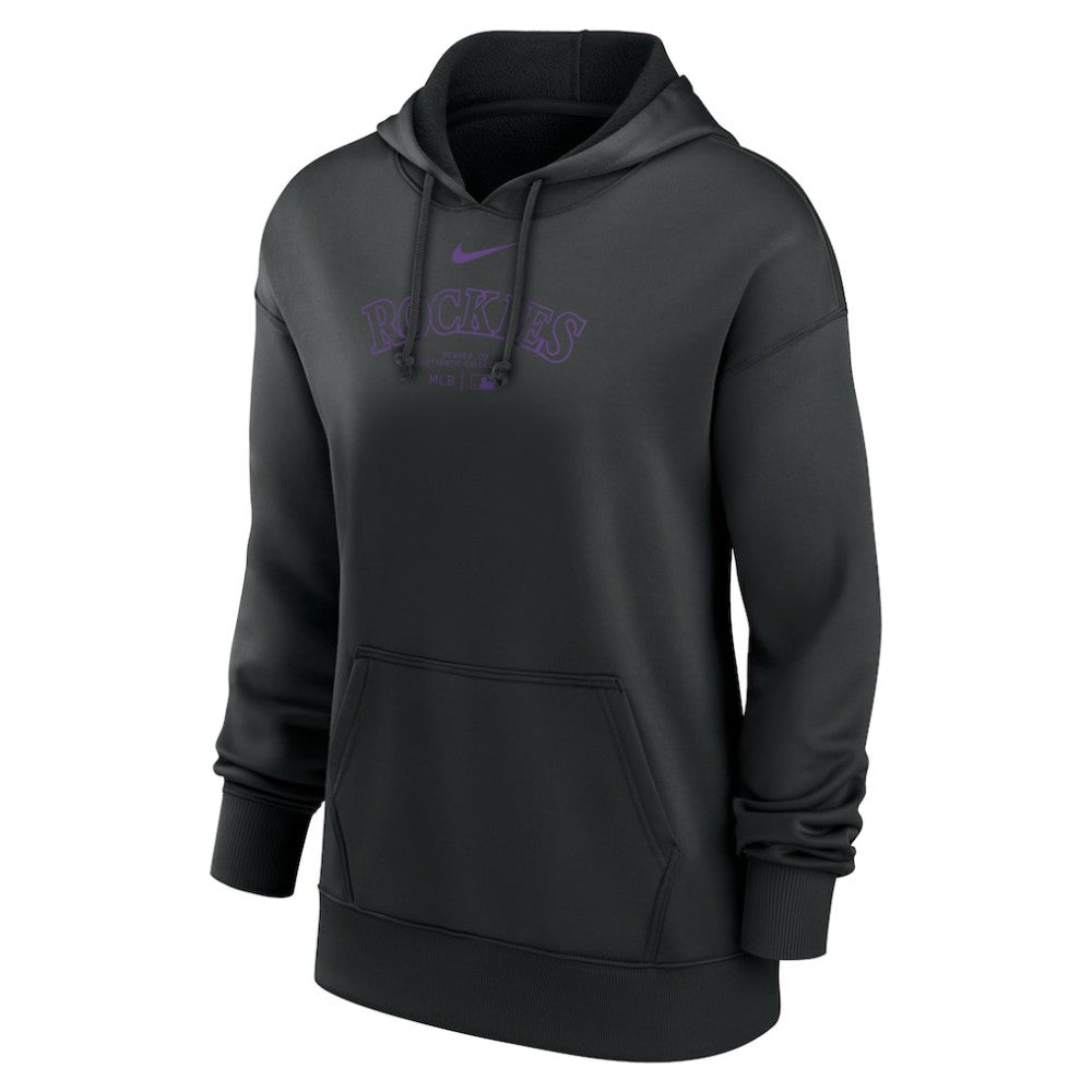 Colorado Rockies Women's Authentic Collection Performance Pullover Hoodie Black